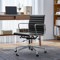 Ashvina Mid & High Back Genuine Leather Office Chair with Aluminum Frame and Base, Ergonomic Design,