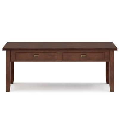 Artisan 46"W Solid Wood Contemporary Lift Top Coffee Table with Hidden Storage Compartment, Open Shelf and Square Knobs by Simpli Home