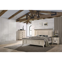 Amalee Cream/Brown Panel Bedroom Set Special by August Grove