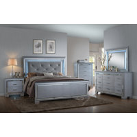 Ansley Silver LED Upholestered Bedroom Set Special by Rosdorf Park