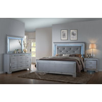Ansley Silver LED Upholestered Bedroom Set Special by Rosdorf Park