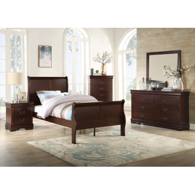 Aronda Sleigh Bedroom Set Special Queen 6 Piece: Bed, Dresser, Mirror, 2 Nightstands, Chest by Alcott Hill