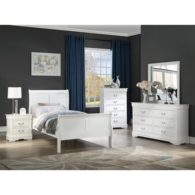 Aronda Sleigh Bedroom Set Special Queen 6 Piece: Bed, Dresser, Mirror, 2 Nightstands, Chest by Alcott Hill