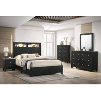Wenda Black LED Panel Bedroom Set Special Queen 6 Piece: Bed, Dresser, Mirror, 2 Nightstands, Chest by Red Barrel Studio