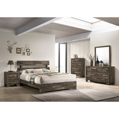 Faun Brown Platform Bedroom Set Special Queen 6 Piece: Bed, Dresser, Mirror, 2 Nightstands, Chest by Millwood Pines