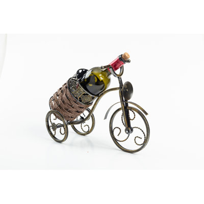 Jirina 1 Bottle Tabletop Wine Bottle Rack in Distressed Gold