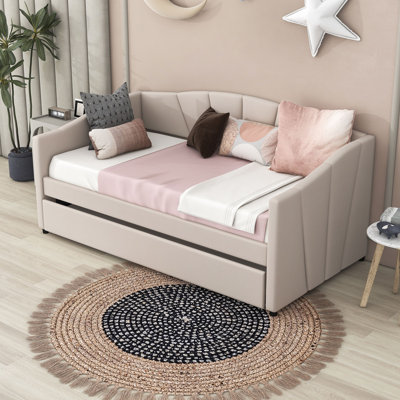 Alisha Twin Size Upholstered Daybed with Trundle by Wildon Home