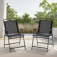 Hickley Metal Folding Patio Dining Armchair by Ebern Designs