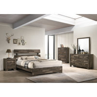 Miliou Brown Platform Bedroom Set Special King 6 Piece: Bed, Dresser, Mirror, 2 Nightstands, Chest by Millwood Pines