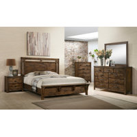 Keslie Brown Panel Bedroom Set Special King 6 Piece: Bed, Dresser, Mirror, 2 Nightstands, Chest by Loon Peak