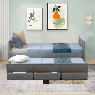 Jairo Twin Size Storage Daybed with Trundle, 3 Drawers by Wildon Home