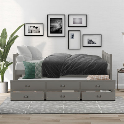 Crainville Wooden Full Size Daybed with a Twin Size Trundle Bed and Three Storage Drawers by Wildon Home