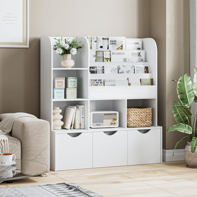 Annyah Toy Storage Organizer with 3 Removable Bins, Baby-Proof Bookshelf for Nursery & Playroom by Wade Logan