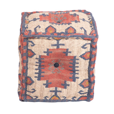 Janeyah 16" Wide Square Ikat Footstool Ottoman by Union Rustic
