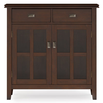 Artisan 36"W Solid Wood Transitional Entryway Storage Cabinet with Glass Doors and Adjustable Shelves by Simpli Home