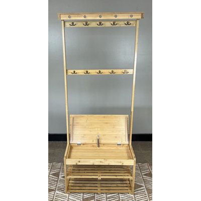 Annegriet Bamboo Solid Wood Hall Tree with Bench and Shoe Storage by Ebern Designs