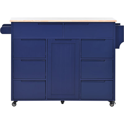 Crader Rubber Wood Countertop Kitchen Cart Kitchen Island,island,coffee cart by Latitude Run