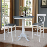 Franklinville 2 - Person Bar Height Table Solid Wood Dining Set by George Oliver