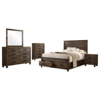 Gurmaan Gurmaan 5-Piece Queen Platform Bedroom Set Rustic Golden Brown by Millwood Pines