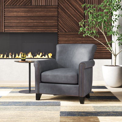 Rael 32.5" Wide Top Grain Leather Armchair by Trent Austin Design