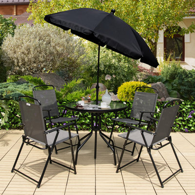 Marcheline Round 4 - Person Dining Set with Umbrella
