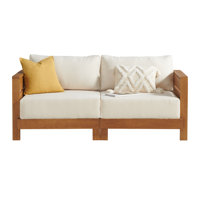 Nichael Barton 68"W Wooden Patio Outdoor 2 Person Love Seat With Deep Weather Stain Fade Resistant Cushions by Latitude Run