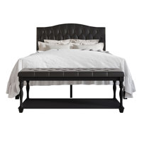 Jenese Curved Upholstered Bed with Storage Bench in Faux Leather by Winston Porter