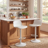 Harjyot Modern Swivel Adjustable Height Bar Stool with Backrest Footrest for Kitchen Island Bar Counter by George Oliver