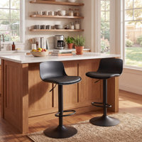 Harjyot Modern Swivel Adjustable Height Bar Stool with Backrest Footrest for Kitchen Island Bar Counter by George Oliver