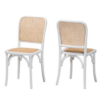 Solid Wood Side Chair in White/Brown by Latitude Run