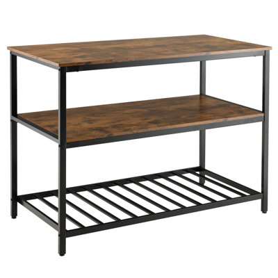 Vllmar 3 Shelves Kitchen Island Industrial Prep Table