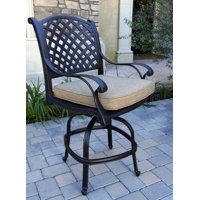 Akasim Patio Bar Stool with Cushion by Lark Manor