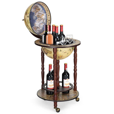 Hokendauqua Floor Wine Bottle & Glass Rack in Brown by Darby Home Co