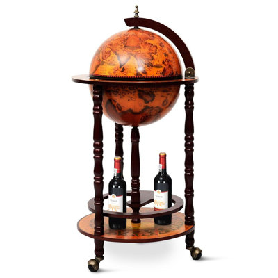 Chareen Floor Wine Bottle & Glass Rack in Brown by Red Barrel Studio