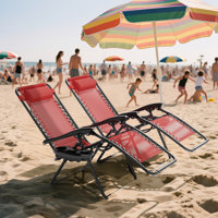 Zero Gravity Chairs Recliners Outdoor Adjustable Foldable Reclining Lounge Chairs with Cup Holder by Arlmont & Co.