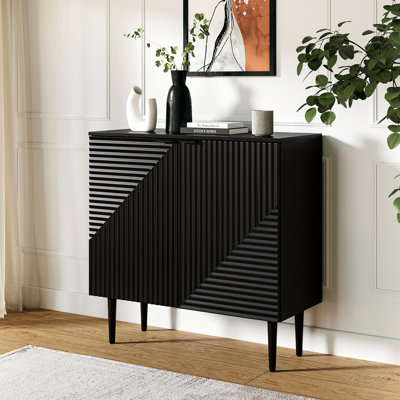 Arkayla 35" Tall 2 - Door Fluted Accent Cabinet with Adjustable Shelves by Wade Logan