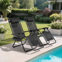 Mobarkar Outdoor Folding Zero Gravity Recliner Lounge Chairs with Adjustable Canopy Shade, Headrest