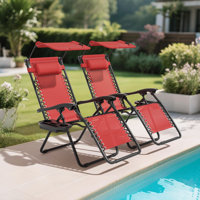 Mobarkar Outdoor Folding Zero Gravity Recliner Lounge Chairs with Adjustable Canopy Shade, Headrest by Arlmont & Co.