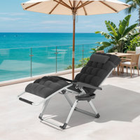 Outdoor Zero Gravity Reclining Chair Foldable Recliner Lounge Chair with Soft Cushion and Cup Holder by Arlmont & Co.
