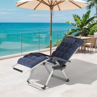 Outdoor Zero Gravity Reclining Chair Foldable Recliner Lounge Chair with Soft Cushion and Cup Holder by Arlmont & Co.