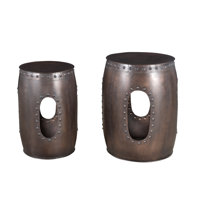 Ulster Iron Drum End Table Set by 17 Stories