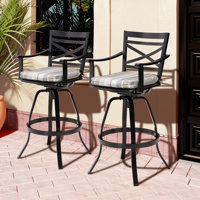 Cohdi Swivel Aluminum Outdoor 30" Patio Bar Stool with Sunbrella Cushion by Charlton Home