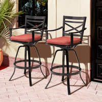 Cohdi Swivel Aluminum Outdoor 30" Patio Bar Stool with Sunbrella Cushion by Charlton Home