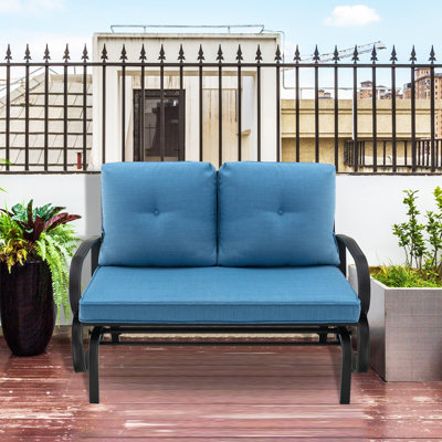 Laceyville Outdoor Gliding Metal Bench with Cushions by Red Barrel Studio