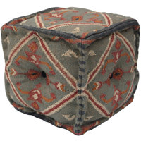 Jelsma 16" Wide Tufted Square Geometric Pouf Ottoman by Union Rustic