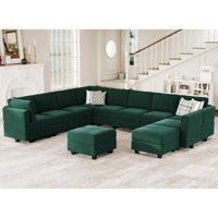 Wylodene 143" Wide U Shaped Velvet Modular Sectional 12-Pieces Storage Sofa Set with Ottoman
