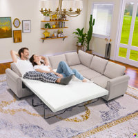 Loette 104"W Convertible Fold Out Sectional, Sofa Bed with Mattress by Latitude Run