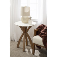 Round Solid Wood End Table by Corrigan Studio