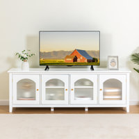 Alberta 70"L Modern TV Stand Cabinet with 4 Doors, Wood Wide Entertainment Center, Glass Doors by Red Barrel Studio