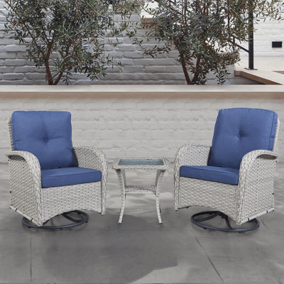 Gaetanino 2- Person Wicker Outdoor Seating Group with Cushions by Red Barrel Studio